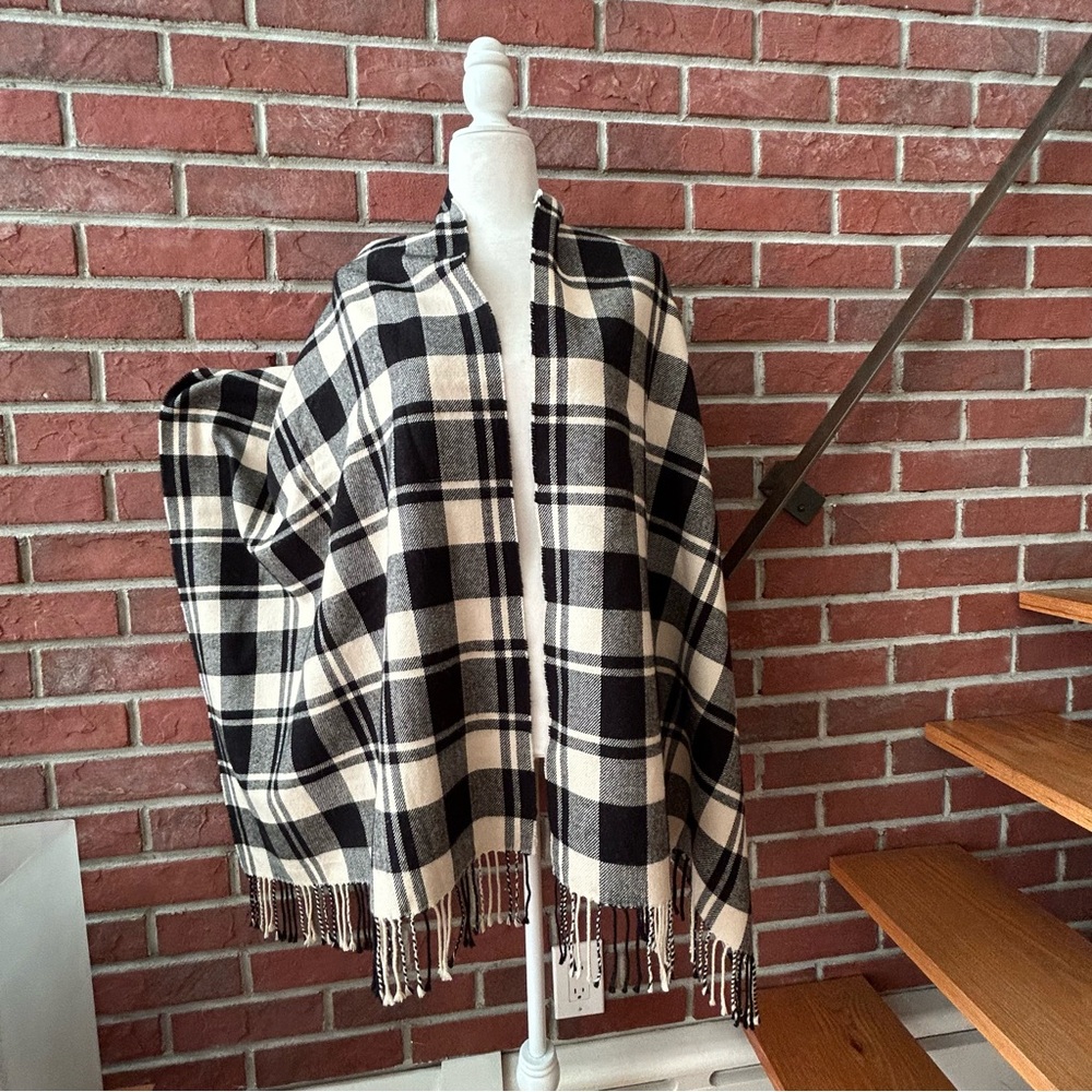 •Madewell Wool Blend Fringed Shawl Oversized Scarf 25”x78”…